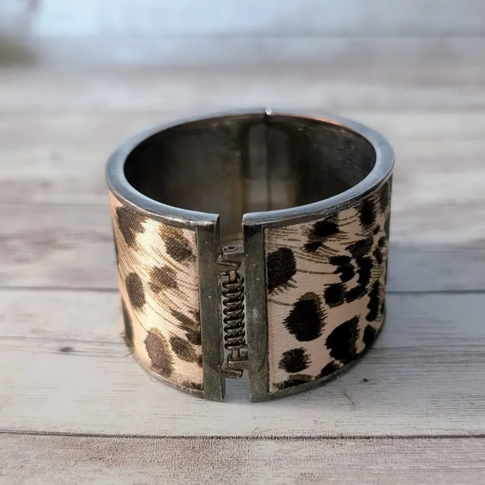 Vintage Chunky Hinged Bracelet Animal Print - Fair Condition
